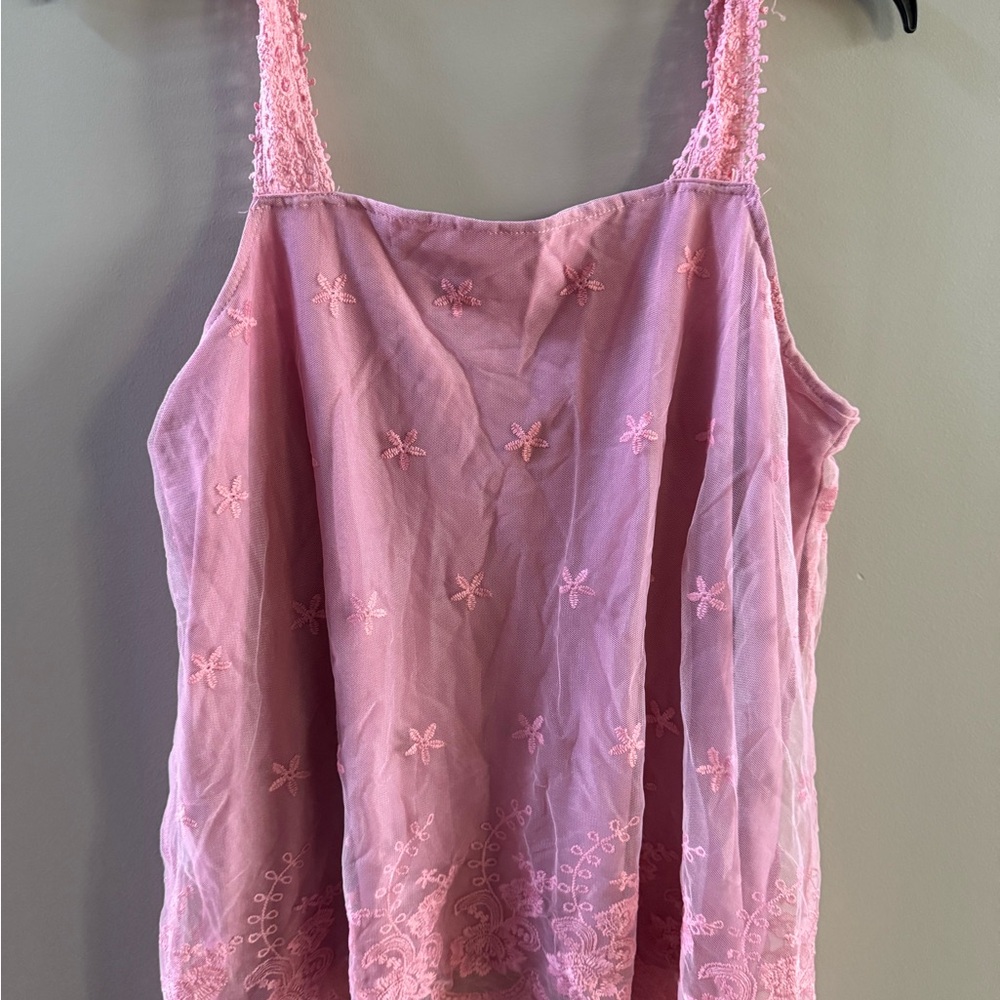 SHEIN Pink Lace Embroidered Top